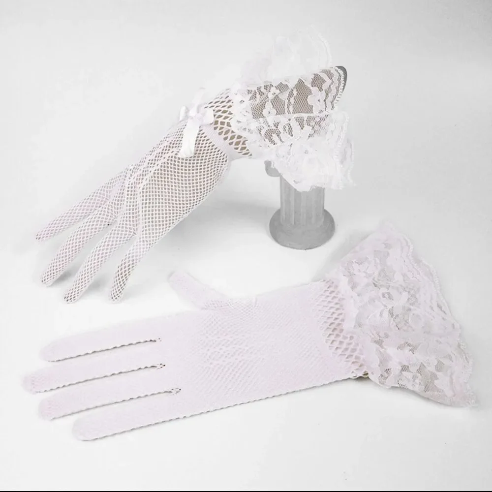 Elegant White Lace Gloves Women Lace Gloves for Wedding Elegant Short Wrist Glov